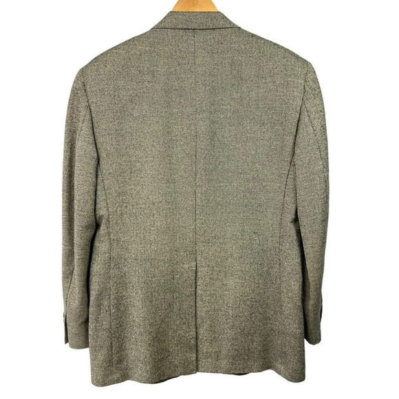 JOS A BANK Gordon Blazer Beige Herringbone Jacket Sport Coat Wool Silk Linen 40R - Picture 2 of 8